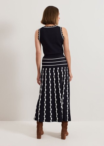 Phase Eight Liz Scallopped Skirts Navy/White Australia | JO1852903